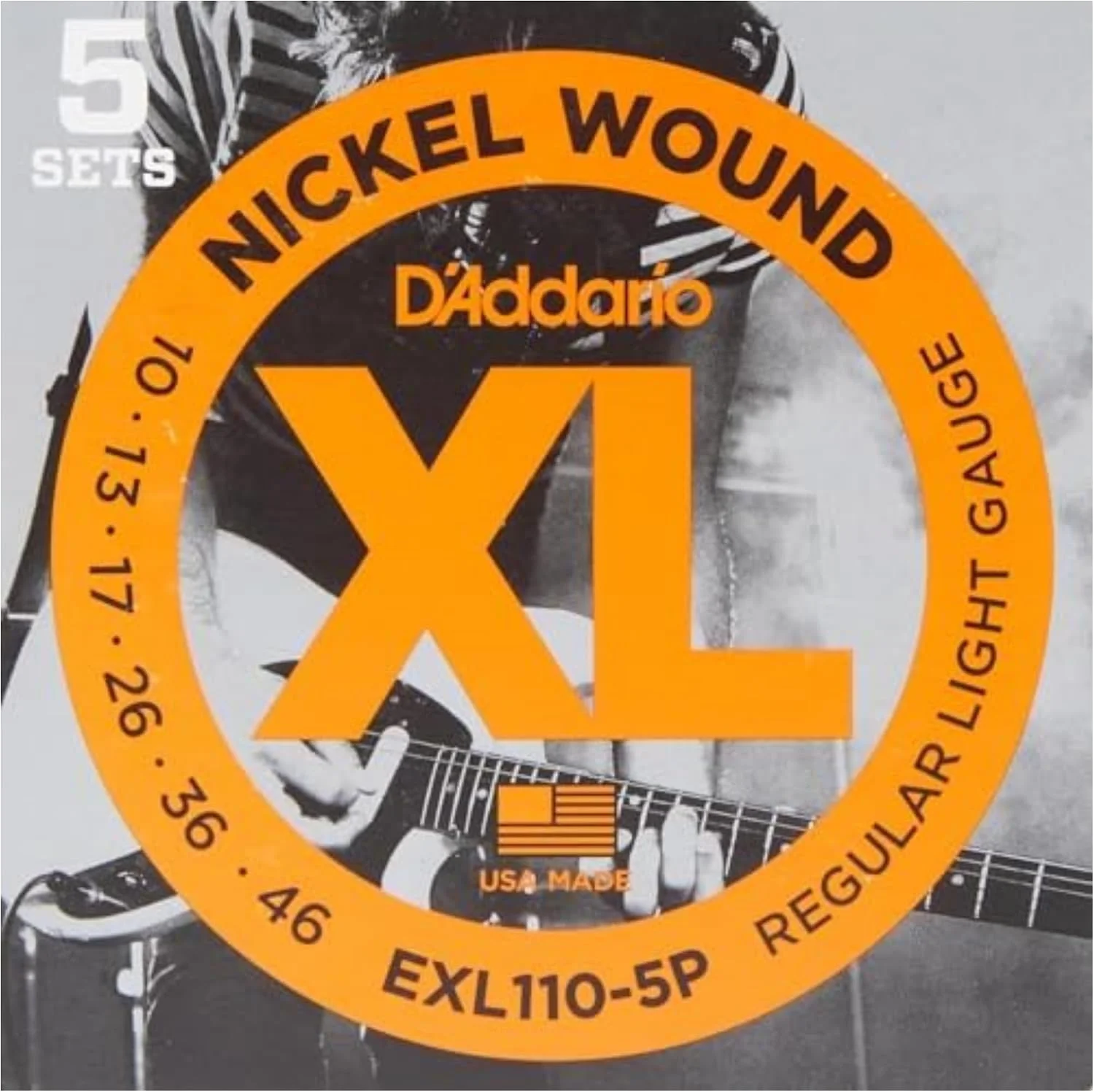 Cuerdas para guitarra eléctrica D'Addario XL Nickel 10-46, 5 juegos