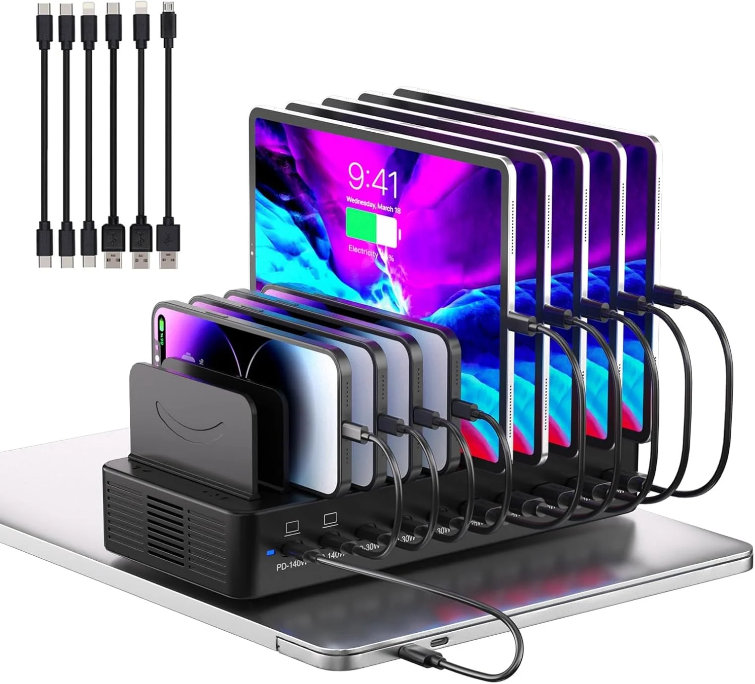 Estación de carga Mizccdem 10 puertos USB-C y USB-A 620W