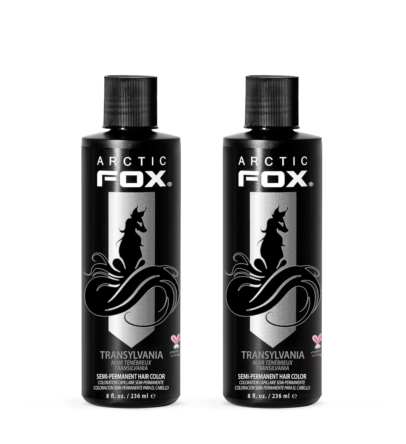 ARCTIC FOX Semi-Permanent Hair Dye Transylvania Black - Vegan - 2 x 8 oz