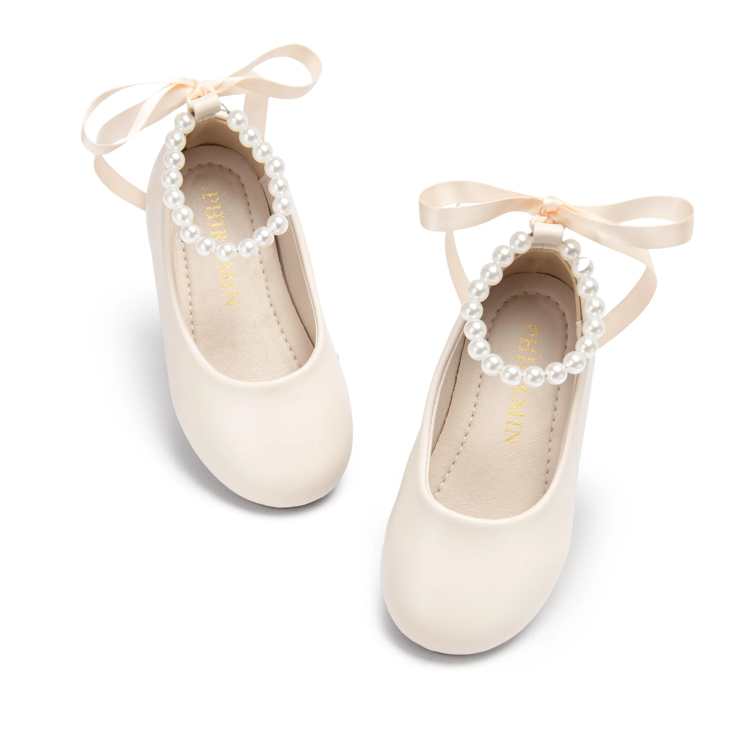 Zapatos de ballet Phiramin para niña con correa de perla