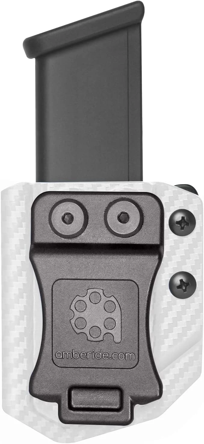 Amberide Universal IWB/OWB Kydex Magazine Carrier for 9mm/.40 & .45 ACP Single and Double Stack Magazines, Adjustable Retention, Ambidextrous Mag Carrier, Fits 1.5" Belt, Made in USA.