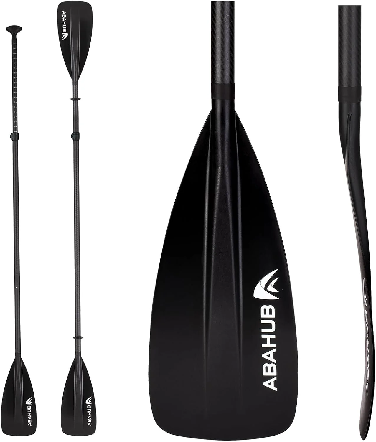 Abahub 1 x 4 Section Carbon Fiber SUP Kayak Paddle Black
