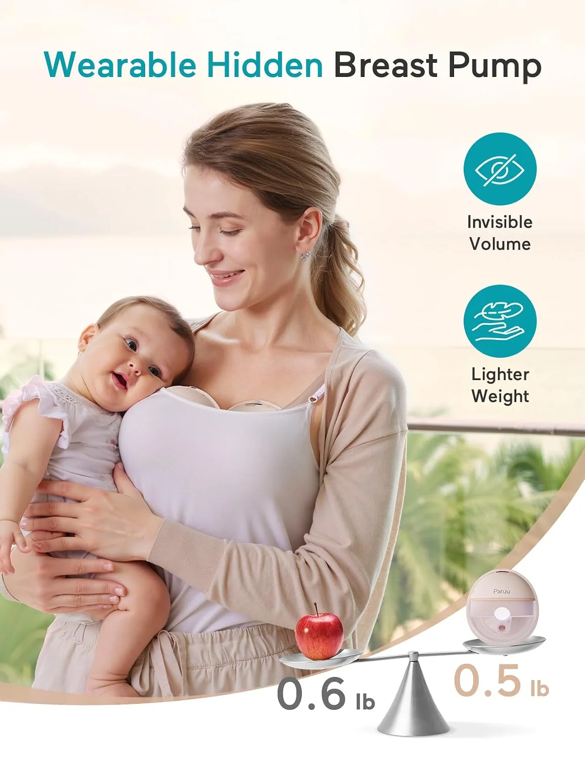 Paruu P16 Extractor de Leche Manos Libres Pack de 2 con 12 Niveles