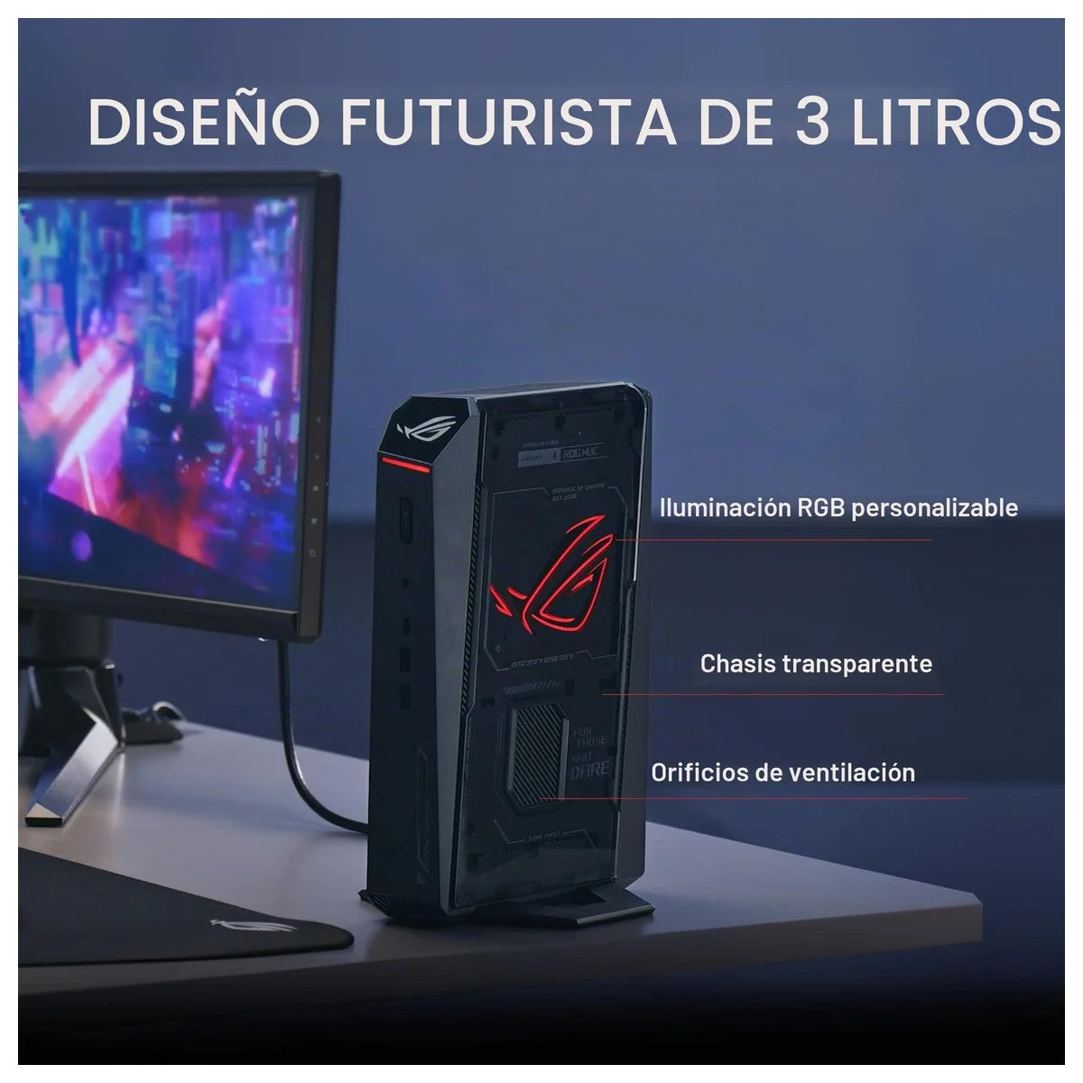 Mini PC para juegos ROG NUC (2025) con CPU Intel Core Ultra 7, NVIDIA GeForce RTX 5060, 32GB RAM, 1TB SSD, Thunderbolt 4 y RGB
