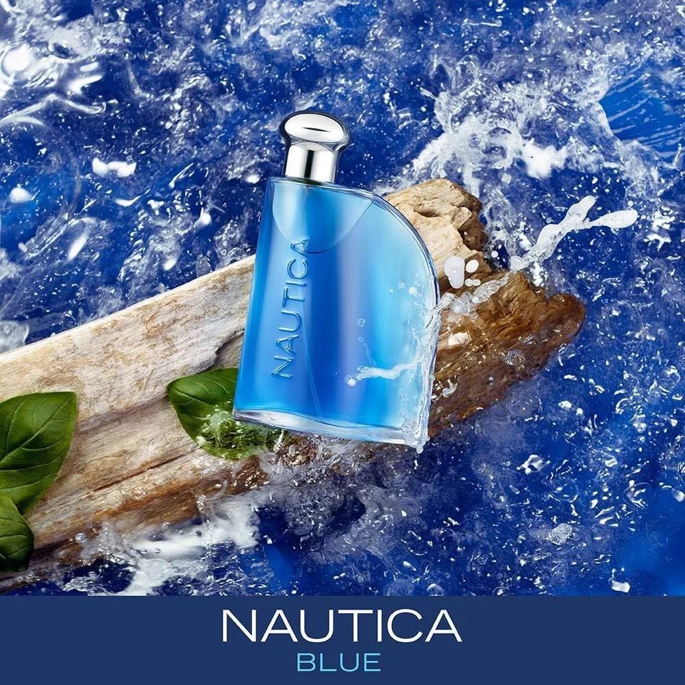 Nautica Blue Eau de Toilette, fragancia para hombre con notas de albahaca, jazmín y cedro, de larga duración para uso diario