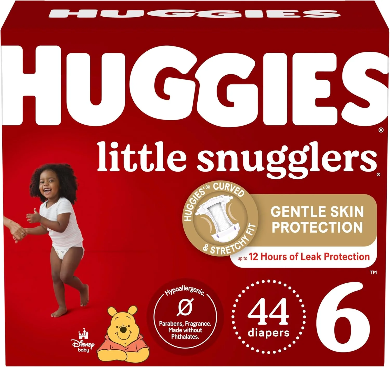 Pañales Huggies Little Snugglers Talla 6 para bebés 35+ lbs, 44 unidades