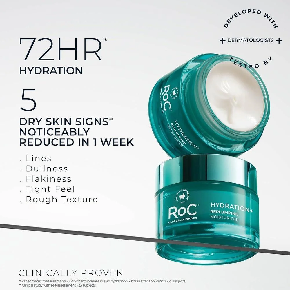 RoC Hidratante Facial Hydration+ 50ml Con Ácido Hialurónico