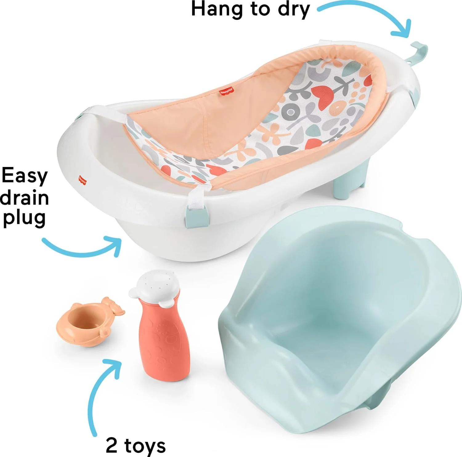 Fisher-Price Sling N Seat 4 en 1 Bañera para Bebé Summer Blossoms Modelo 2