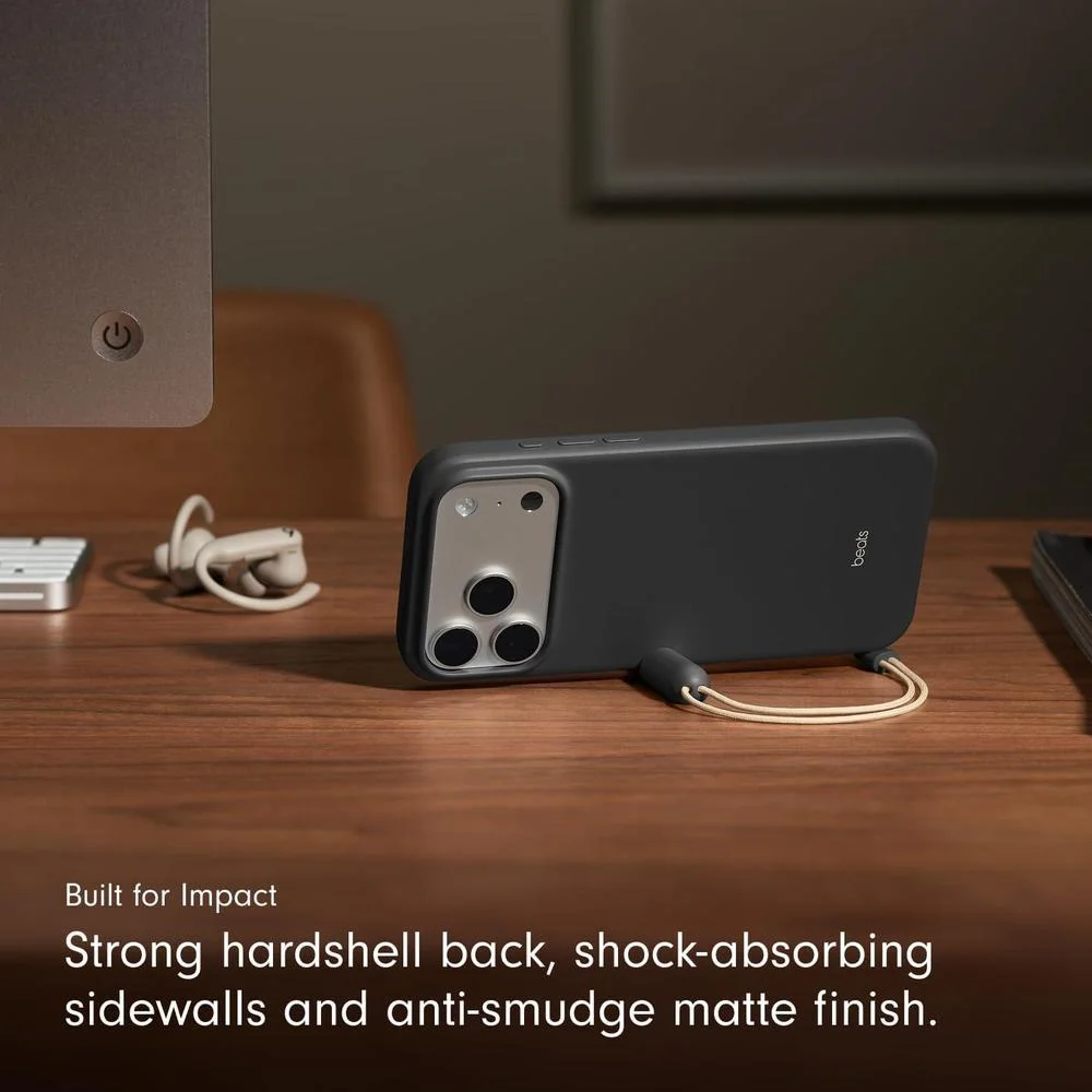 Funda con función atril para iPhone 17 Pro Max con MagSafe, control de cámara, soporte y cordón integrados, color gris granito
