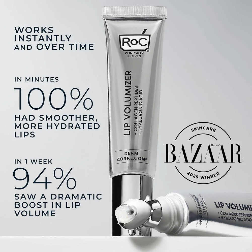RoC Derm Correxion Lip Volumizer, tratamiento labial con ácido hialurónico y vitamina E, incluye crema suavizante de ojos