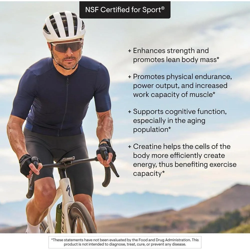 Creatina en polvo Thorne Research para producción de energía, masa corporal magra, resistencia y potencia, NSF para deporte