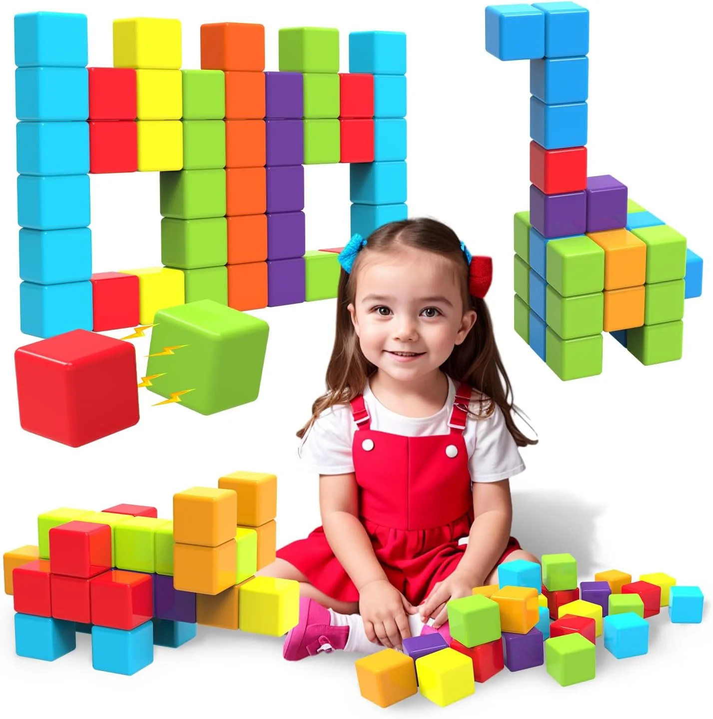 Bloques magnéticos Pairez Toys 1.65 pulgadas arcoíris 12 piezas