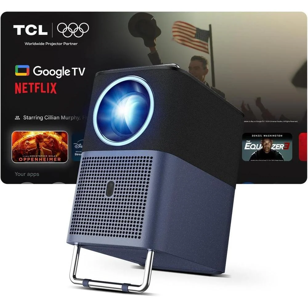 Proyector TCL A1s con 4K, Google TV, Netflix licenciado, WiFi, Bluetooth, Dolby Audio, para cine en casa portátil