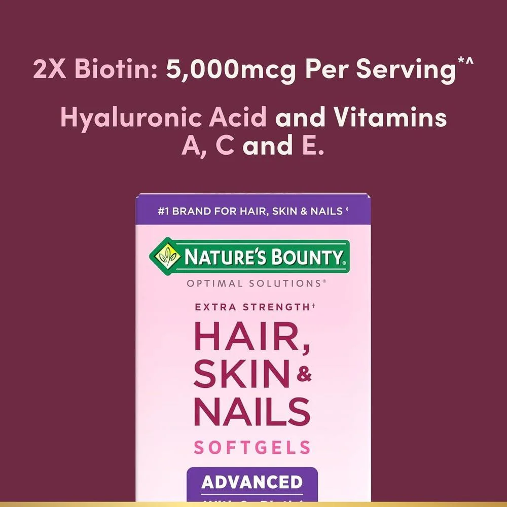 Suplemento Vitaminico Avanzado para Cabello, Piel y Uñas con Biotina y Ácido Hialurónico de Nature's Bounty