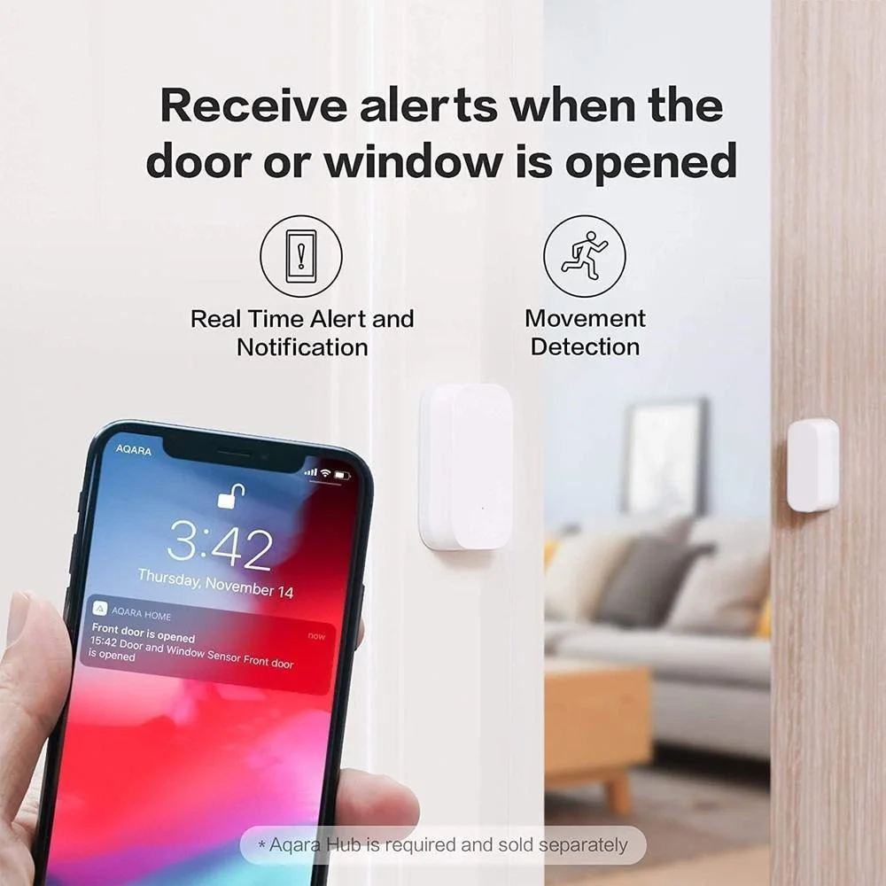 Aqara - Paquete de 3 sensores Zigbee de puerta y ventana, sensor inalámbrico mini para automatización y seguridad
