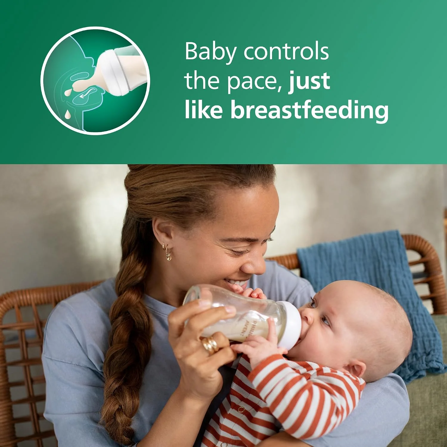 Philips Avent Natural Biberón de Vidrio 8 oz Flujo Medio Sin BPA