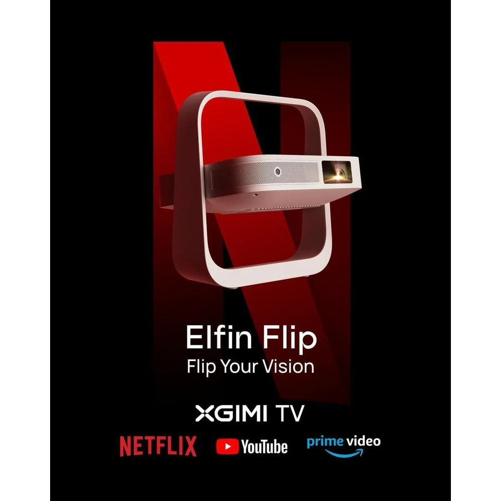Proyector Portátil XGIMI Elfin Flip con Resolución 1080P, Licencia Netflix, Diseño Compacto y Ajuste de Pantalla