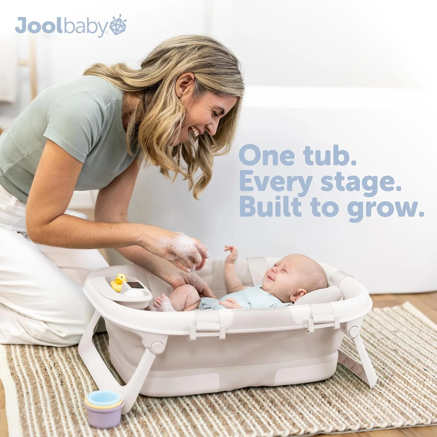 Jool Baby Bañera Plegable Portátil para Bebé con Termómetro Oat