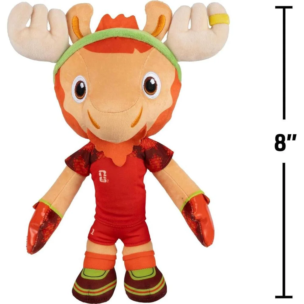 Jazwares FIFA World Cup 2026 Canadá - Peluche oficial Maple the Moose con uniforme rojo, juguete coleccionable para fanáticos