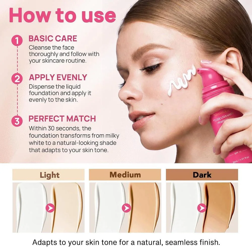 Base Líquida Coreana Cobertura Completa Larga Duración Acabado Natural 30ml