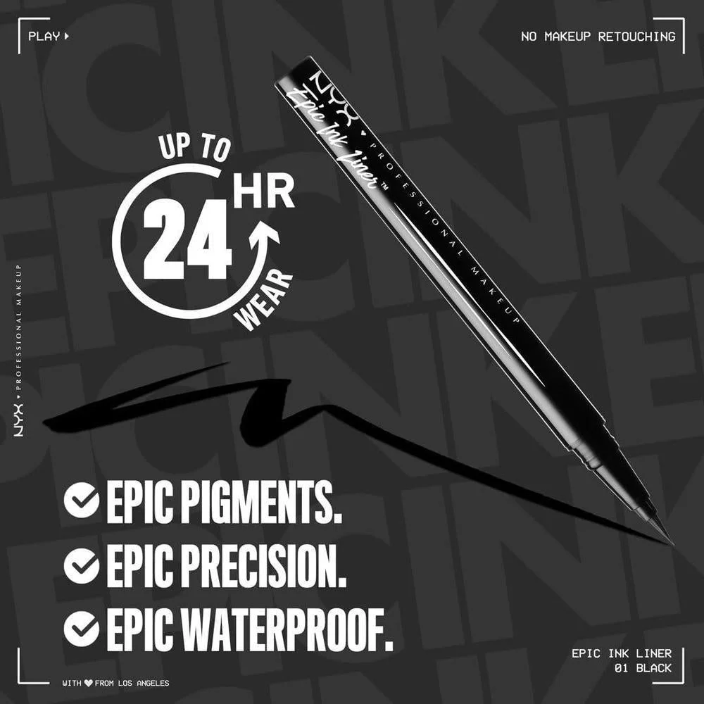 NYX Professional Makeup Epic Ink Liner Delineador Líquido a Prueba de Agua Negro
