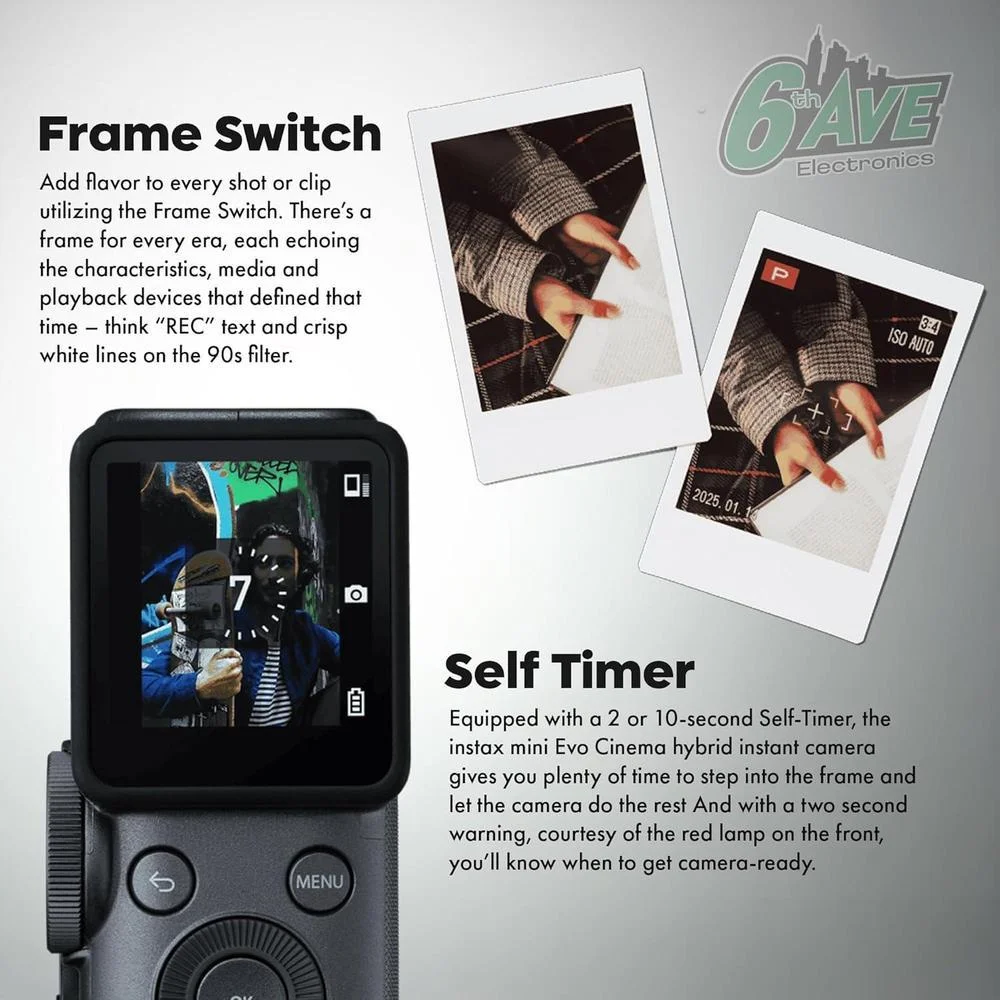 Paquete Fujifilm Instax Mini Evo Híbrida, Cámara Instantánea 3 en 1 con Bluetooth y Efectos Vintage