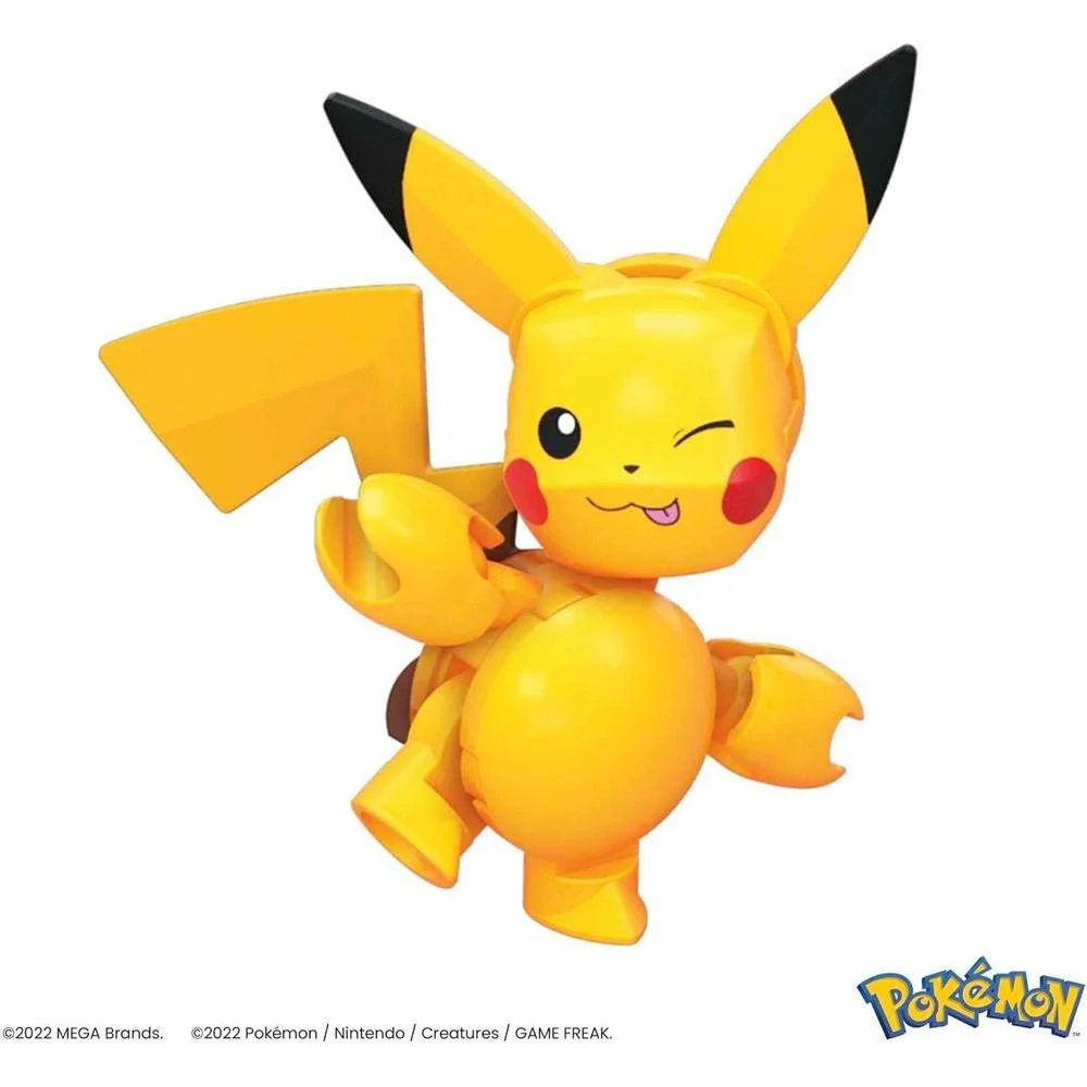 MEGA Figura Pokémon para Niños, Juego de Construcción de Pikachu Evolution, 159 Piezas, 3 Personajes Posables, Regalo Ideal