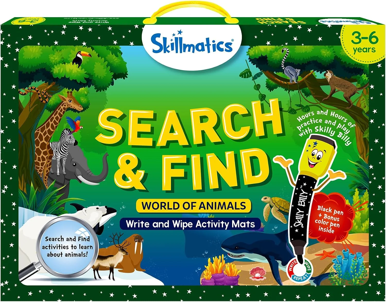 Tapete de actividades reutilizable Skillmatics Search and Find Animals