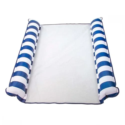 Aqua 2-in-1 Catalina XL Pool Float & Water Hammock – 1-2 Person, Multi-Purpose Inflatable Pool Floats for Adults – Patented Thick, Non-Stick PVC Material – Navy/White Stripe