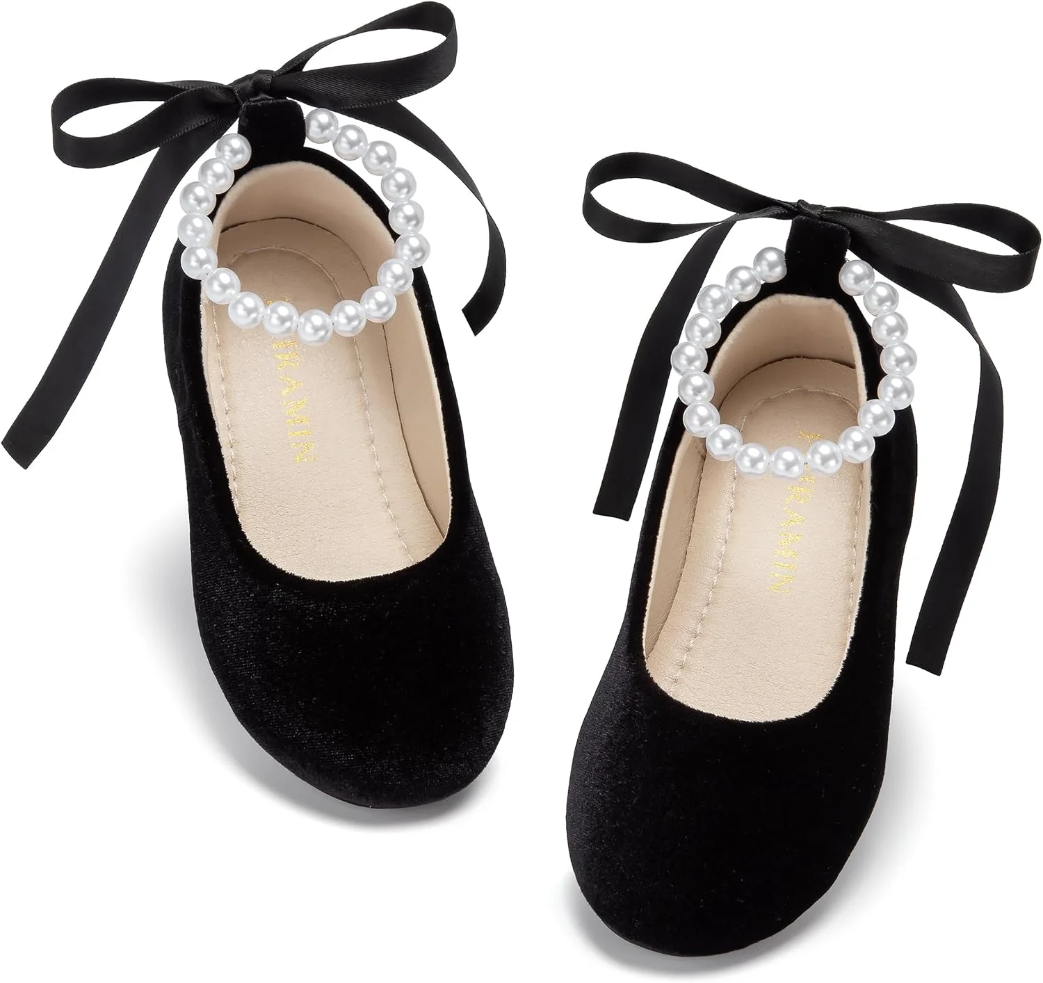 Zapatos de ballet Phiramin para niña con correa de perla