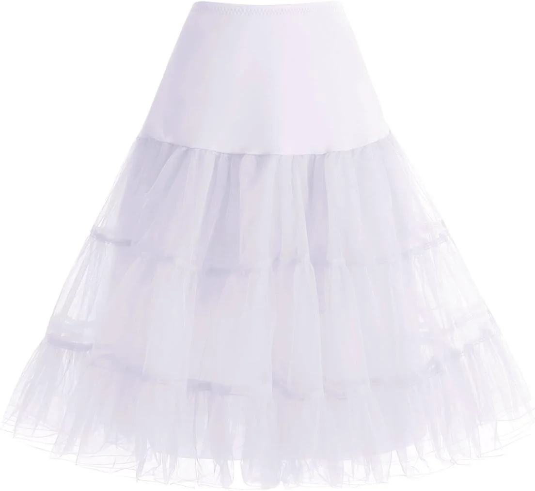 Bbonlinedress Womens White Petticoat 50s Rockabilly Half Slips White XL