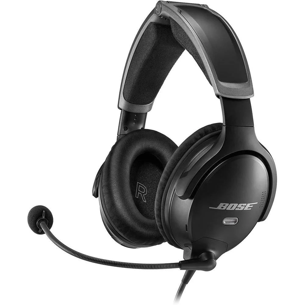 Bose A30 Bluetooth Aviation Headset - Lightweight Comfortable Design, Adjustable ANR and Noise Cancelling Microphone, [Dual Plug] – Black