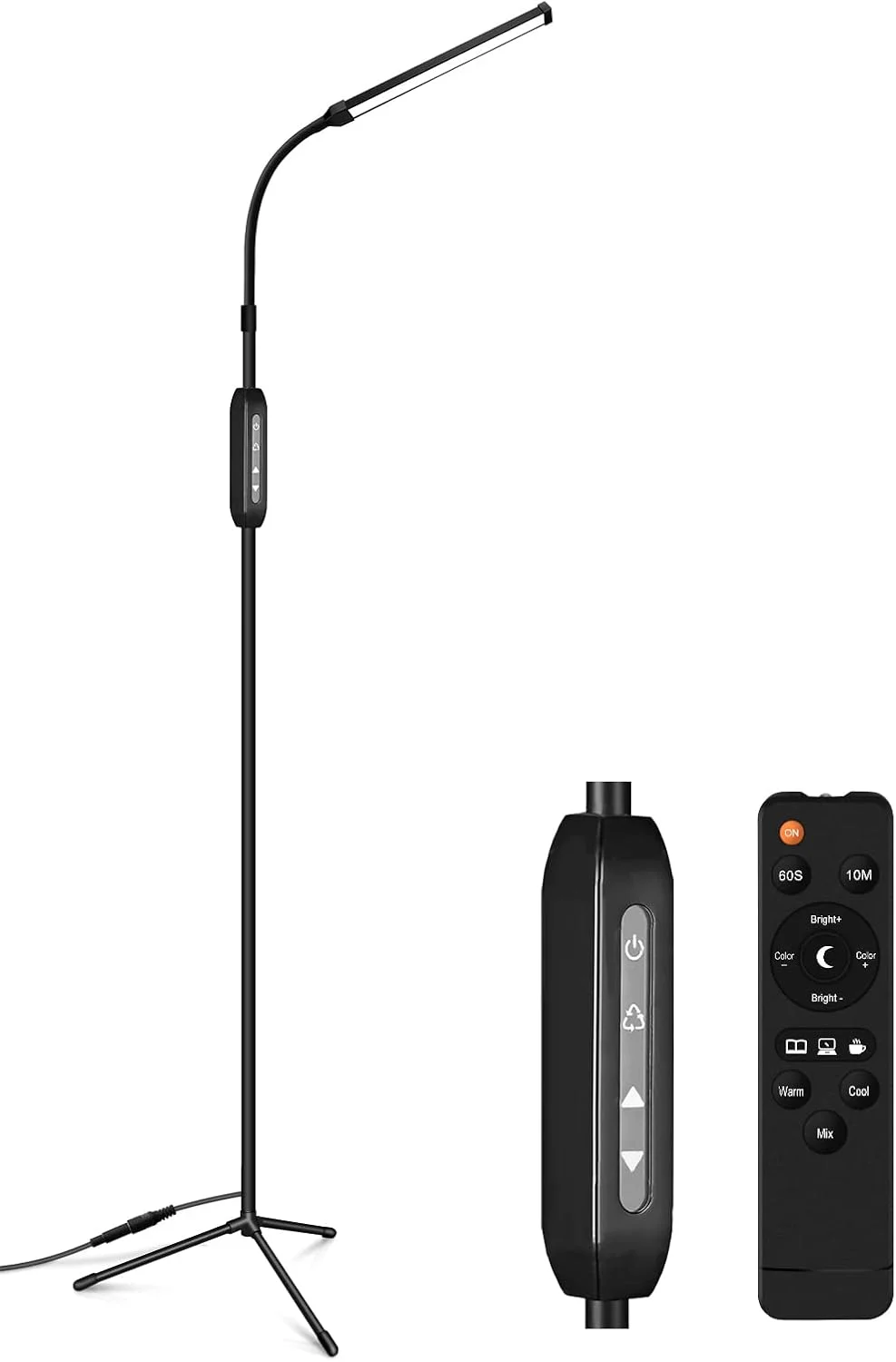 Lámpara de pie LED EBEST con cuello flexible y control remoto para extensiones de pestañas
