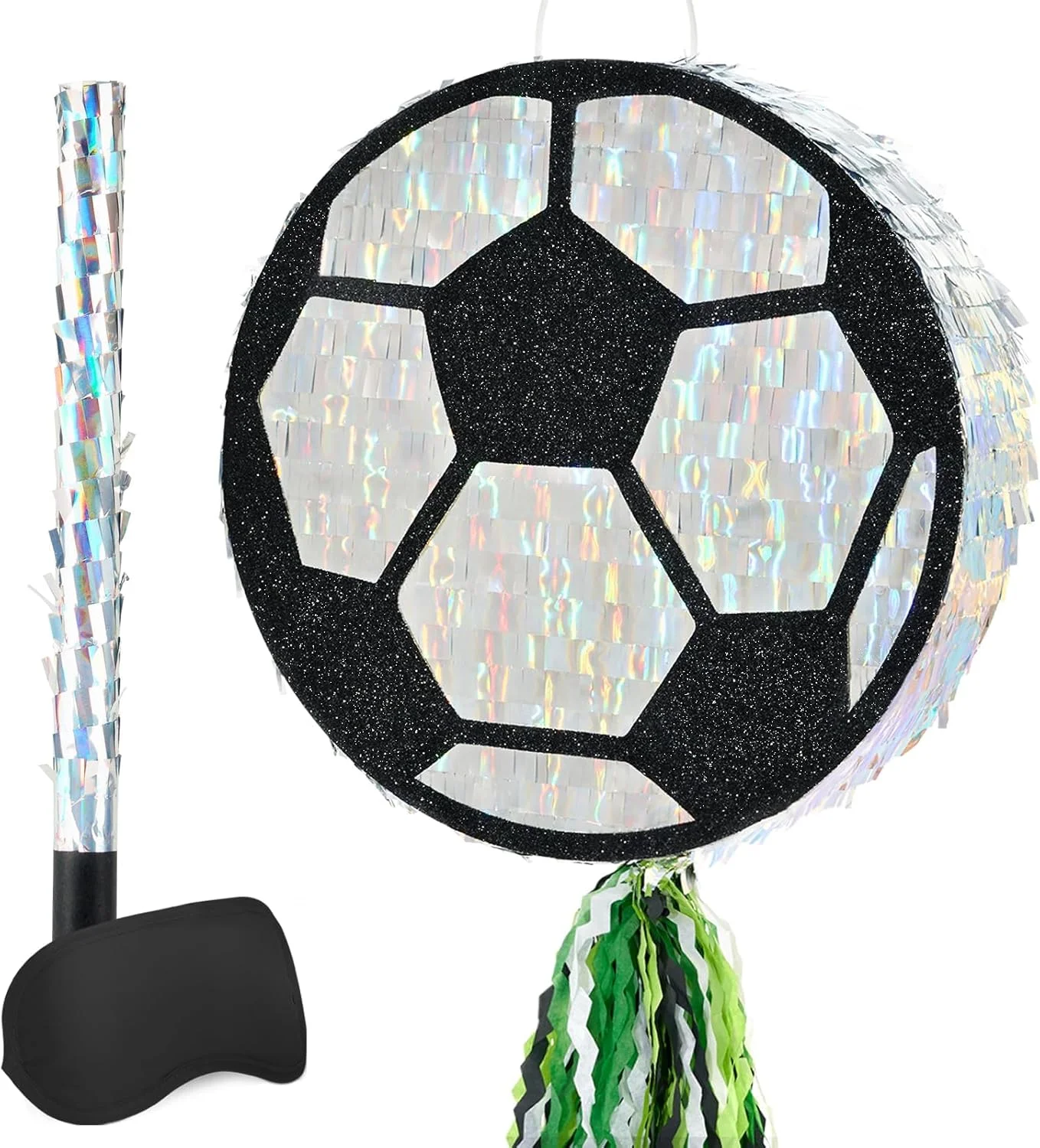 Piñata Balón de Fútbol Wernnsai Diseño Negro y Plateado