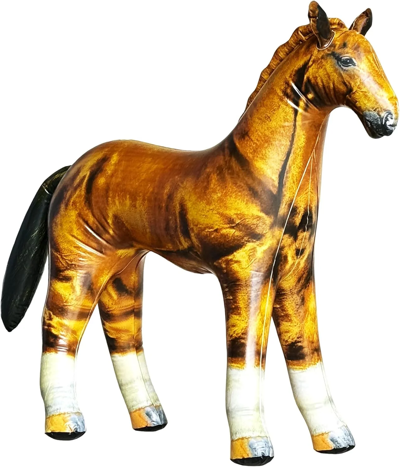 Jet Creations 38" L, Inflatable Horse Toys, Golden Brown Blow-Up Horse Toy Figure for Decoration or Play, Livestock Theme Party, Birthday, VBS, Photo Prop, Thanksgiving, Christmas Winter