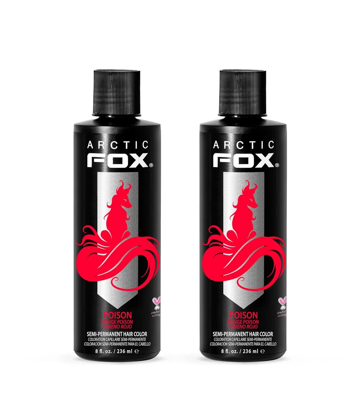 ARCTIC FOX Semi-Permanent Hair Dye Poison - Vegan, Ammonia-Free - 2 x 8 oz