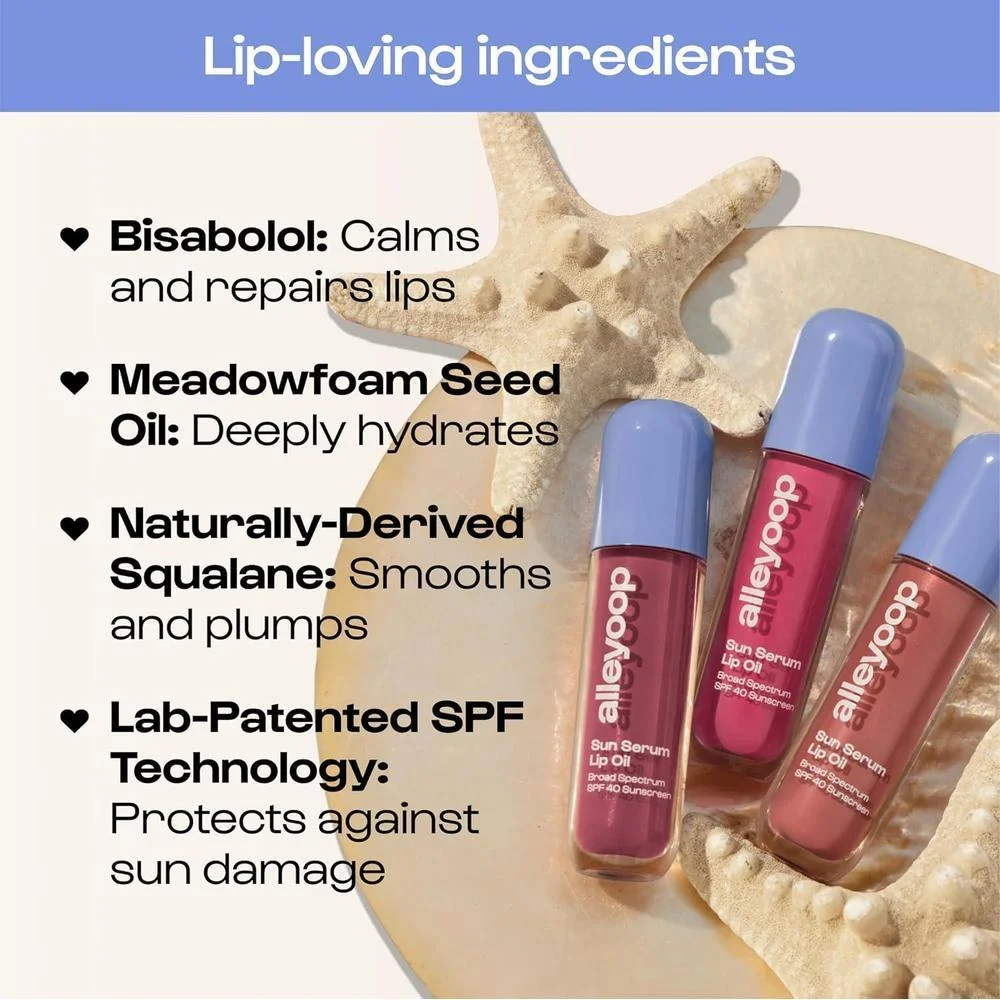 Sun Serum Aceite Labial SPF 40 - Aceite Labial con Color, Hidratante, Protector Solar para Labios Agrietados