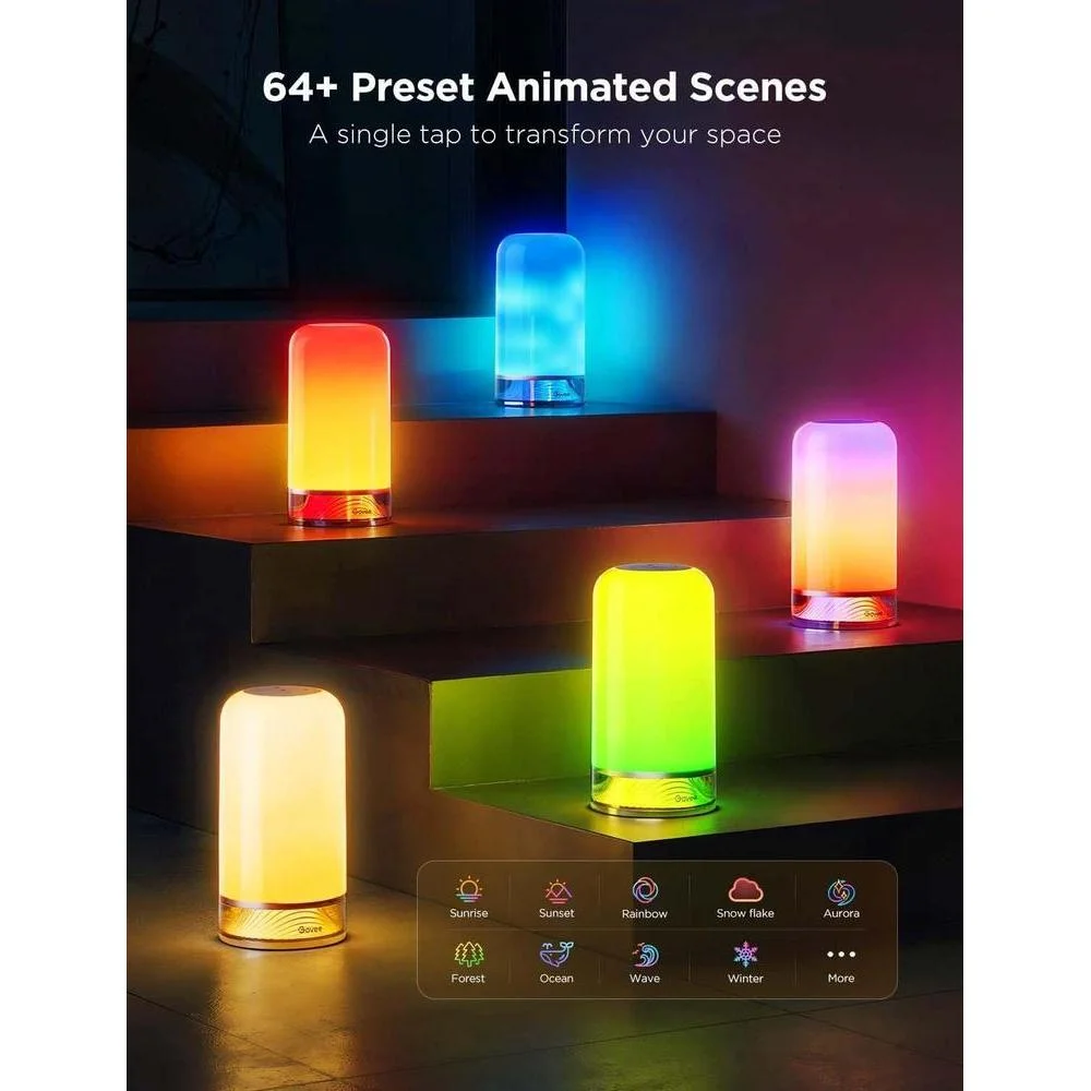 Lámpara de mesa inteligente Govee RGBIC, compatible con SmartThings, Alexa, con 64 modos de escena, para dormitorio y sala