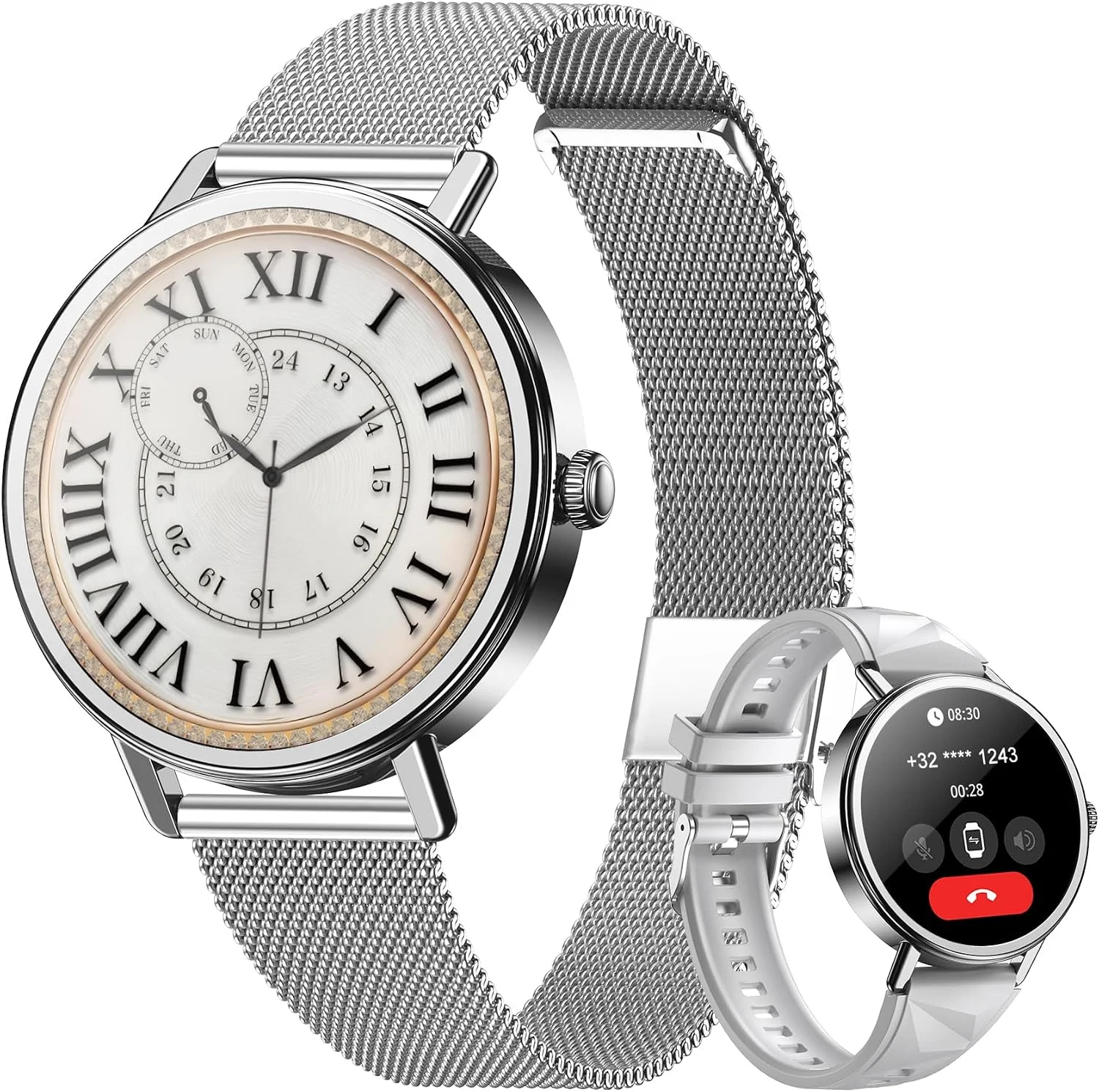 Smartwatch Blackview para mujer 1.26'' HD con llamadas, monitor de salud y 100+ modos deportivos