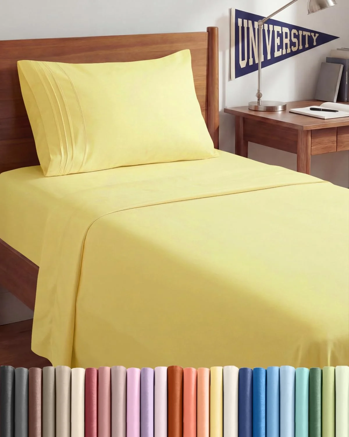 Juego de sábanas Twin XL 3 piezas CGK Unlimited microfibra amarillo