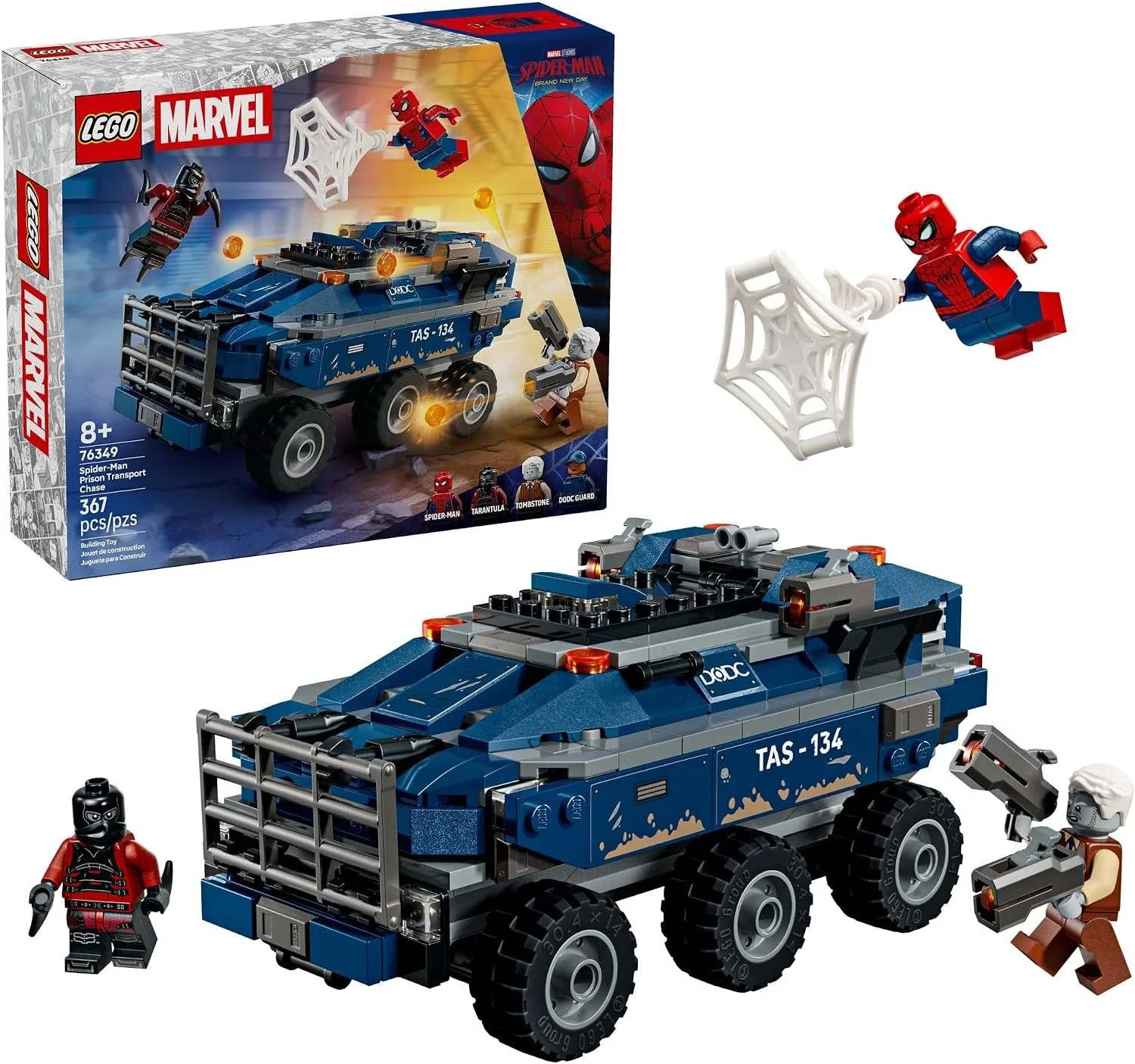 Set de construcción LEGO Marvel Spider-Man Persecución del transporte penitenciario 76349