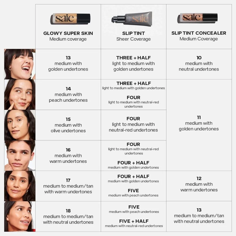 Saie Slip Tint Hidratante con Color SPF 35 - Cobertura Ligera 40ml