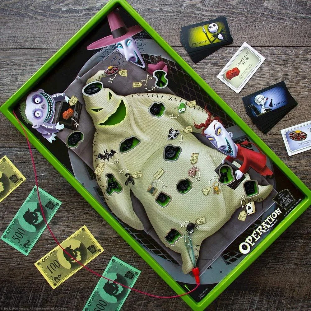 Juego de mesa Operation: Pesadilla Antes de Navidad, con arte de Oogie Boogie, edición coleccionista, para 1 o más jugadores