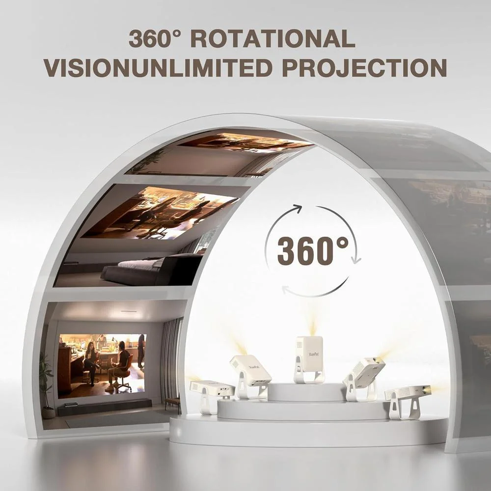 Mini Proyector Inteligente con WiFi, Bluetooth y enfoque automático, XuanPad Proyector para exteriores 4K y portátil nativo 1080P