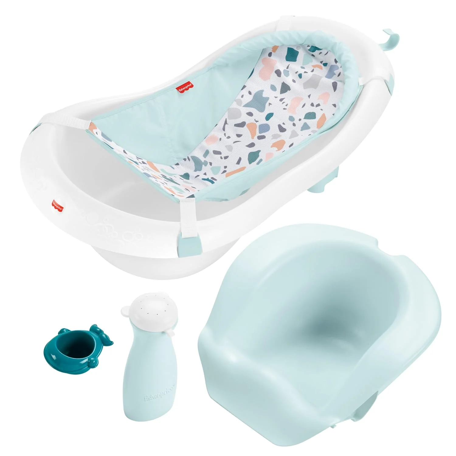 Fisher-Price Sling N Seat 4 en 1 Bañera para Bebé con 2 Juguetes Pacific Pebble