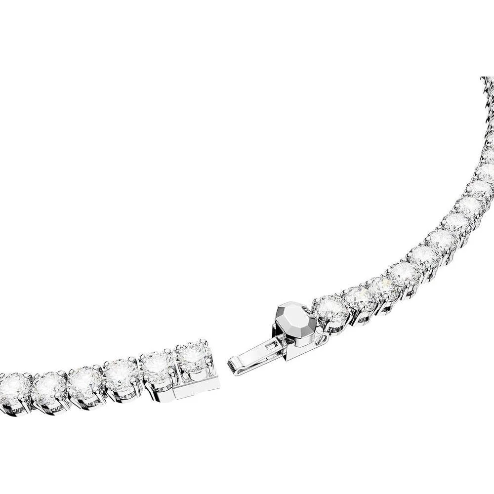 Swarovski Matrix Tennis Necklace con cristales azules brillantes y acabado en rodio