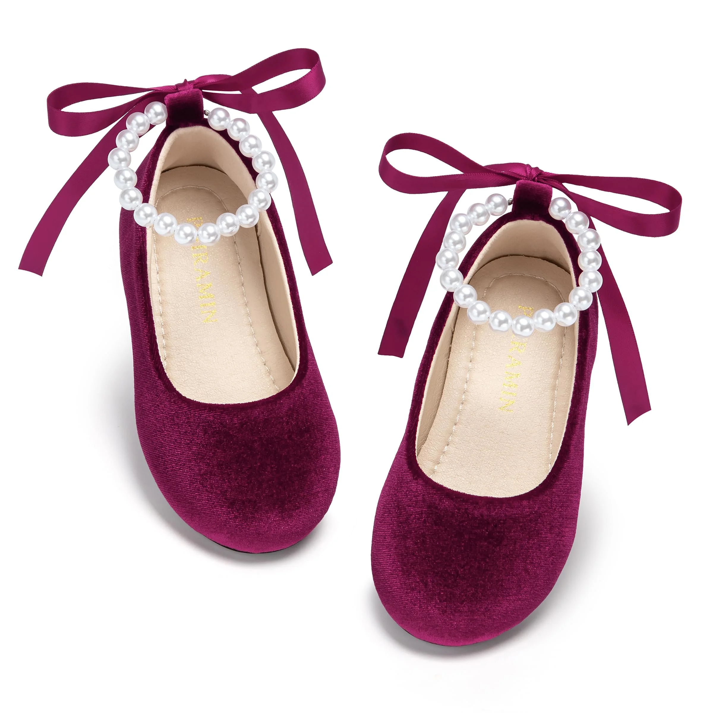 Zapatos de ballet Phiramin para niña con correa de perla
