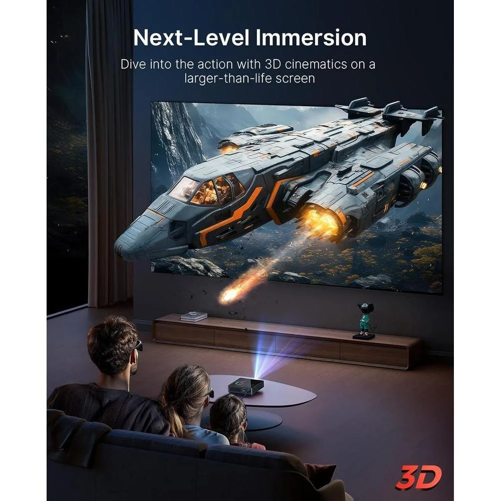 Proyector láser portátil NexiGo Nova Mini, Google TV, Netflix, 1080p FHD, contraste 15000:1 SAE, 3D, autoajuste, Dolby 8W