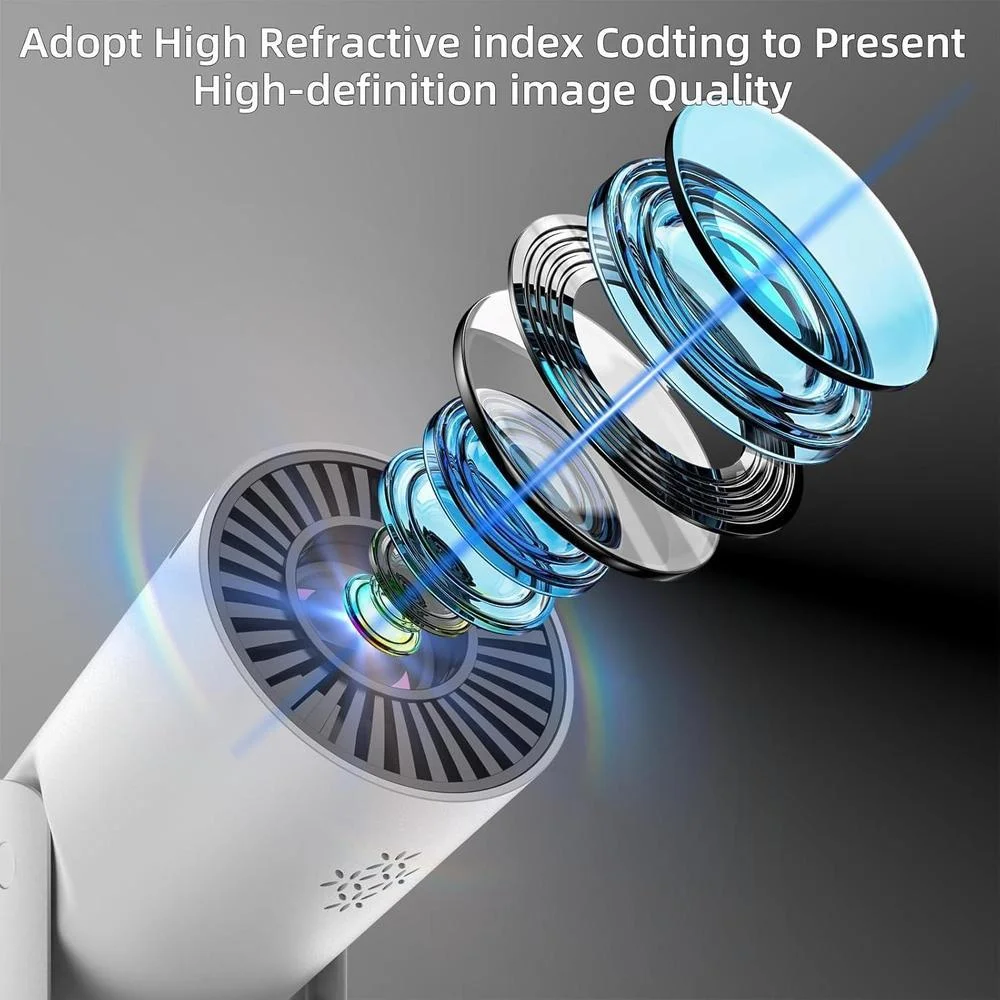 Mini proyector inalámbrico con WIFI 6 y Bluetooth, compatible con 4K y 1080P, diseño portátil giratorio compatible con múltiples dispositivos