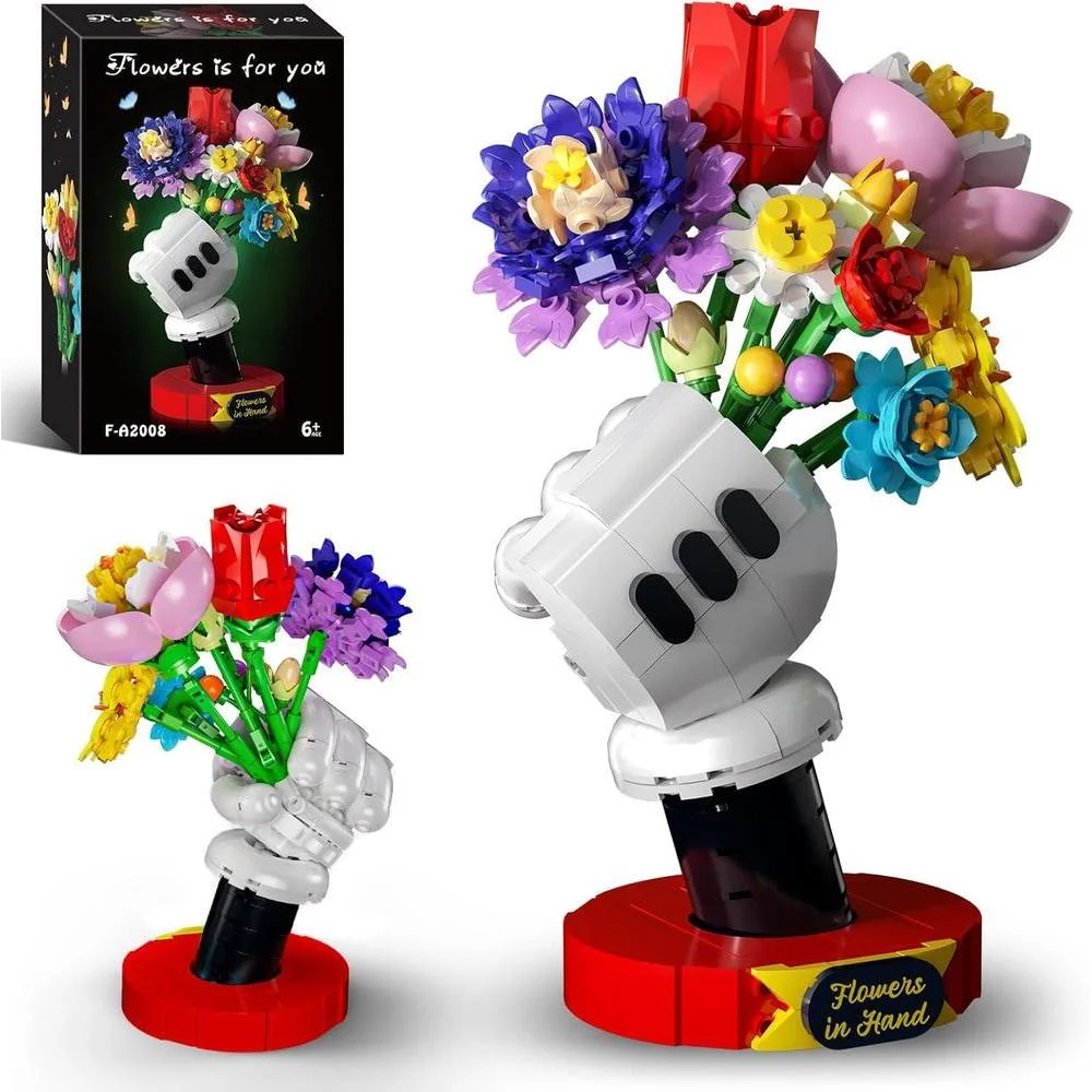 AobiKSEY Floral Bouquet Building Set with Elegant Display Stand – Creative Artificial Flowers Kit for Home Decor, Bithday Day Perfect for Ages 6+, a Thoughtful Present for Loved Ones!